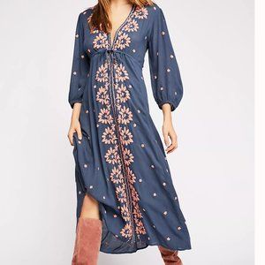 Free People Embroidered Fable Midi Dress size S